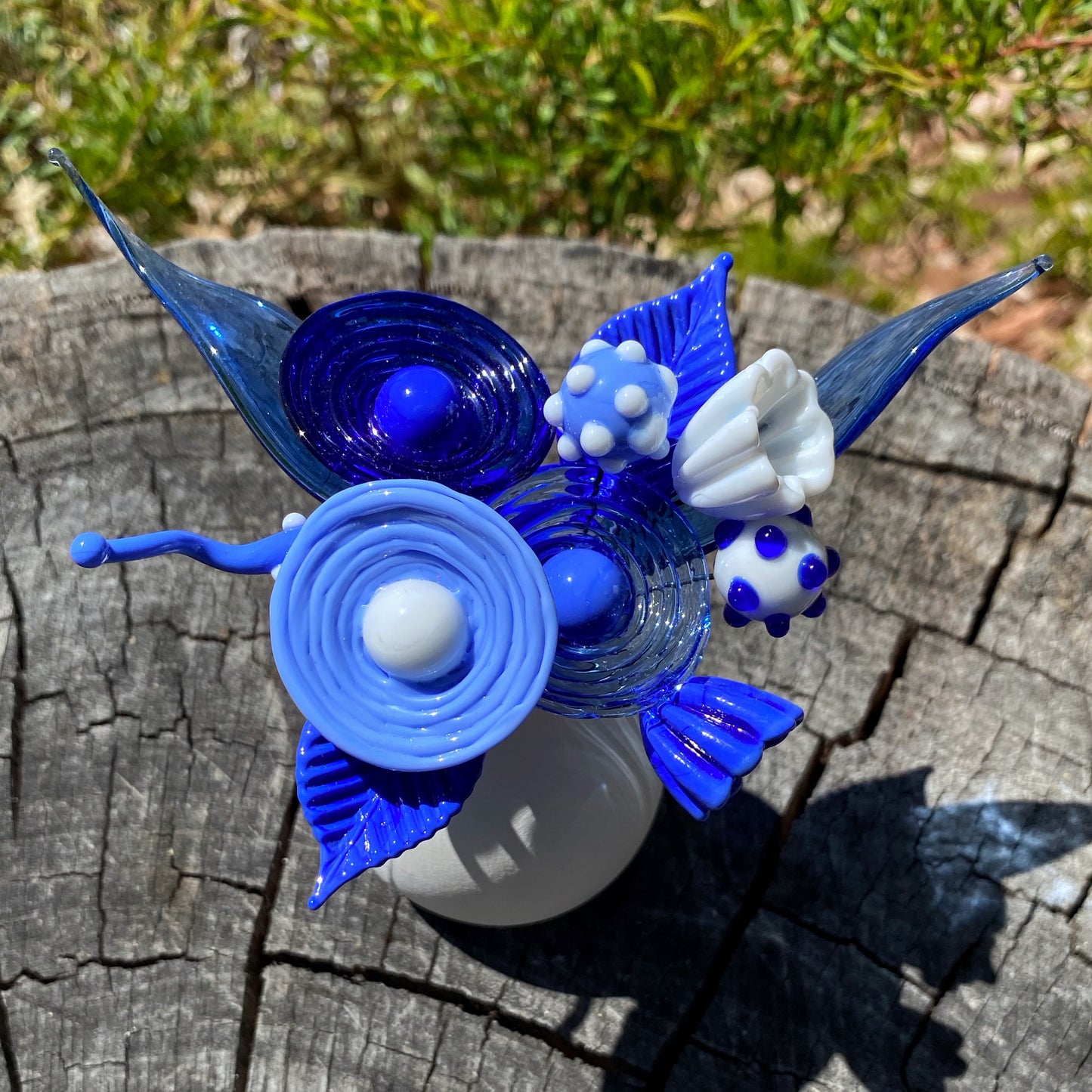 True Blue Glass Flower Bouquet