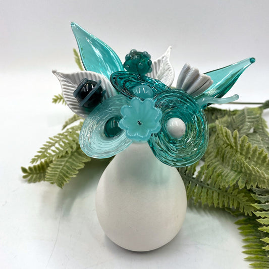 Teal Temptation Glass Flower Bouquet