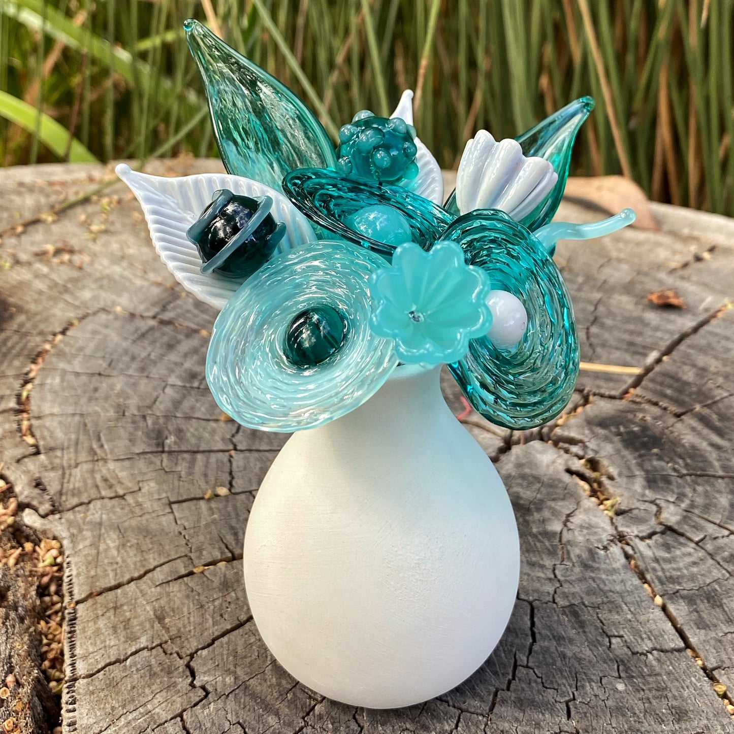 Teal Temptation Glass Flower Bouquet