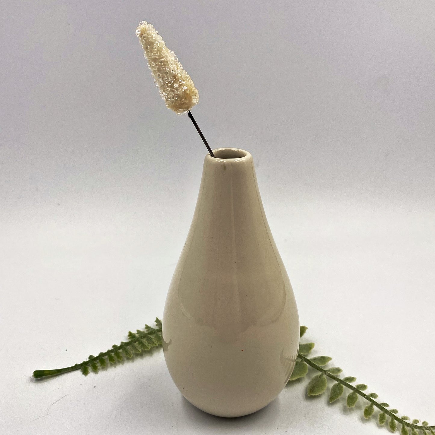 Single Ivory Glass Bunny Tail Stem