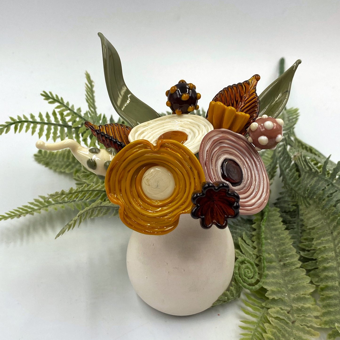 Vintage Spice Glass Flower Bouquet