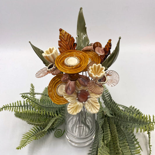 Vintage Blooms Glass Flower Bouquet in Glass Vase