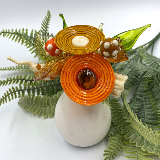 Turmeric Spice Glass Flower Bouquet in Ceramic Posy Vase