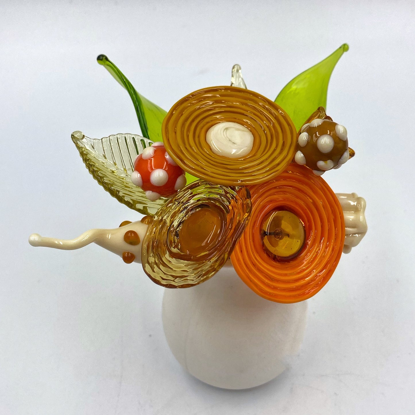 Turmeric Spice Glass Flower Bouquet in Ceramic Posy Vase