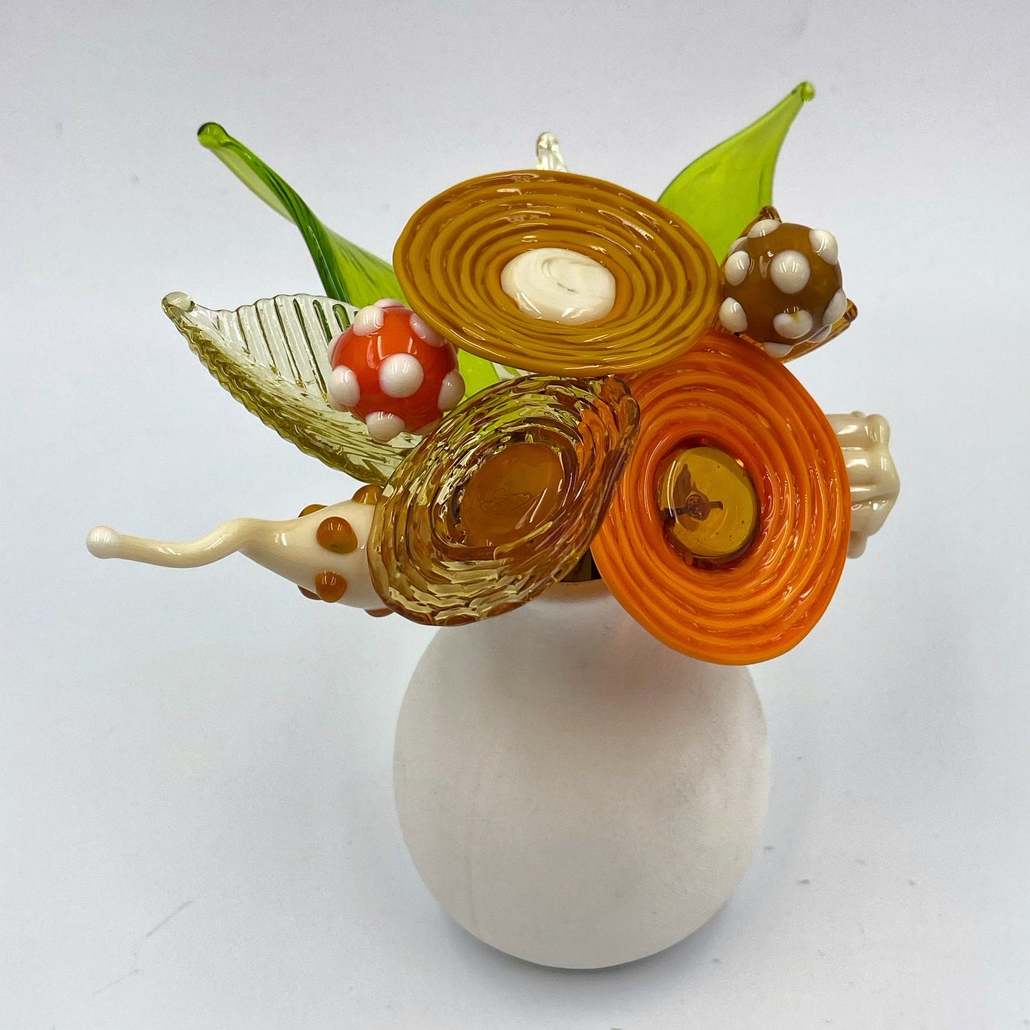 Turmeric Spice Glass Flower Bouquet in Ceramic Posy Vase